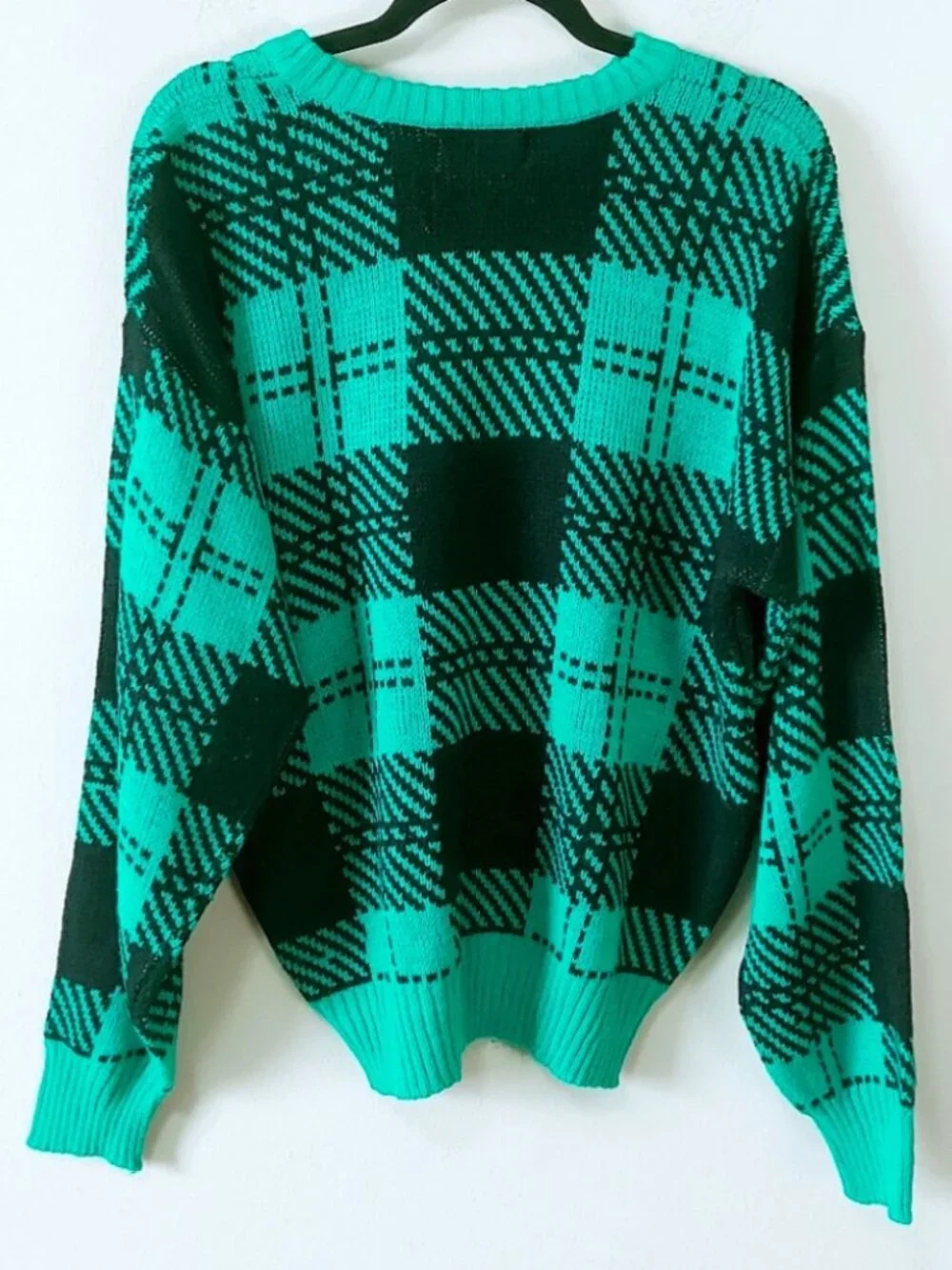 Vintage Men Preppy Plaid Sweater Medium 80s Heritage Edgy Dad Coastal Pullover